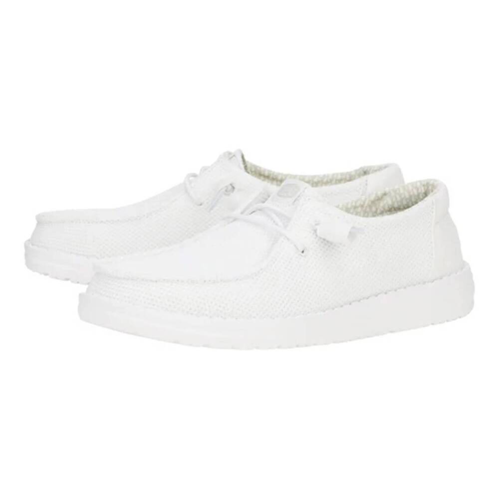 NEW HEY DUDE women's wendy stretch mesh slip-on shoe in white